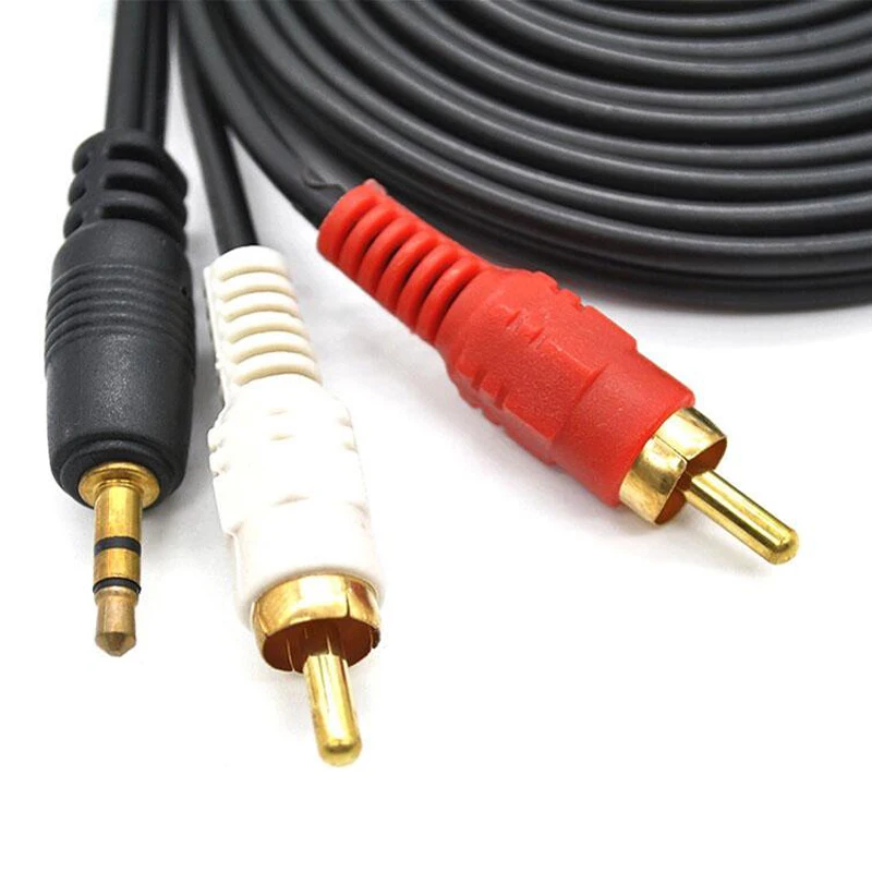 3.5mm wtyczka łącze typu Jack do 2 RCA męski kabel Adapter Stereo Audio linia Audio do telefonów dźwięk telewizora przedłużacz głośników