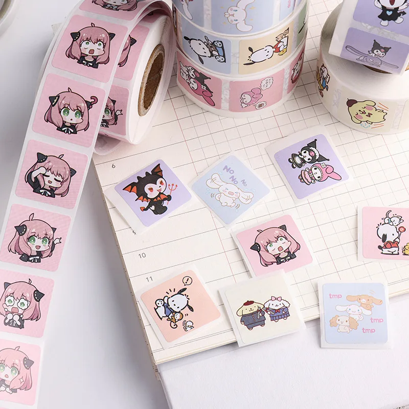 200-500 Sheets / Roll Sanrio KT Kuromi Cartoon New Collection of Stickers Children\'s Reward Stickers Gift Decoration Stickers