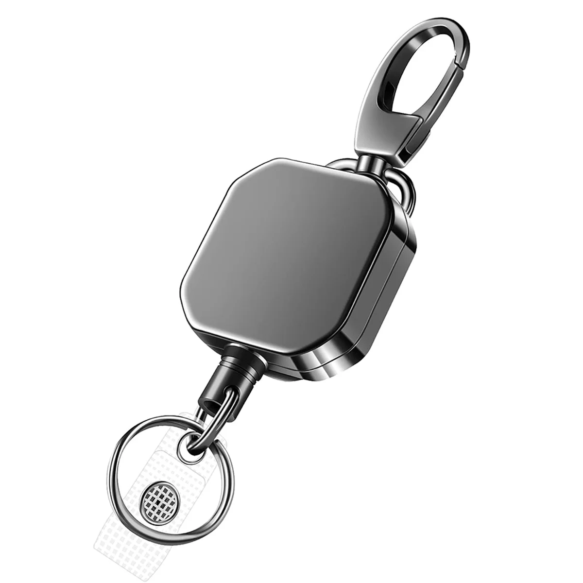 The New 2 Pack Heavy Duty Metal Retractable Badge Holders Carabiner Keychain Belt Badge Reels Clip Key Ring ID Card Holder
