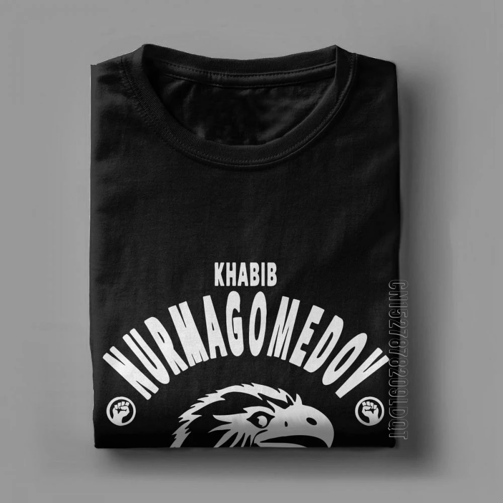 Khabib nurmagomedov男性のtシャツmmaファイターdagestanロシア綿男性tシャツ基本tシャツoネックtシャツオリジナルトップス