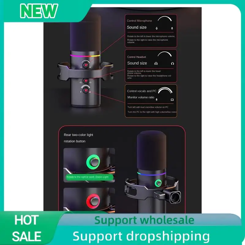 Solid Dynamic Microphone XLR Connect 48V Sound Card Recording Douring And Singing Equipment USB Computer Game Live Microphone