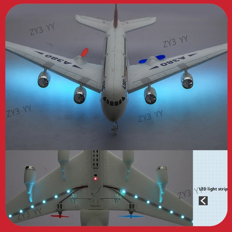

2026 Plane A380 Foam GliderMaterial Pressure Resistant Fall Resistant LED Lights Large Scale Boys' Remote Control Aircraft Toy