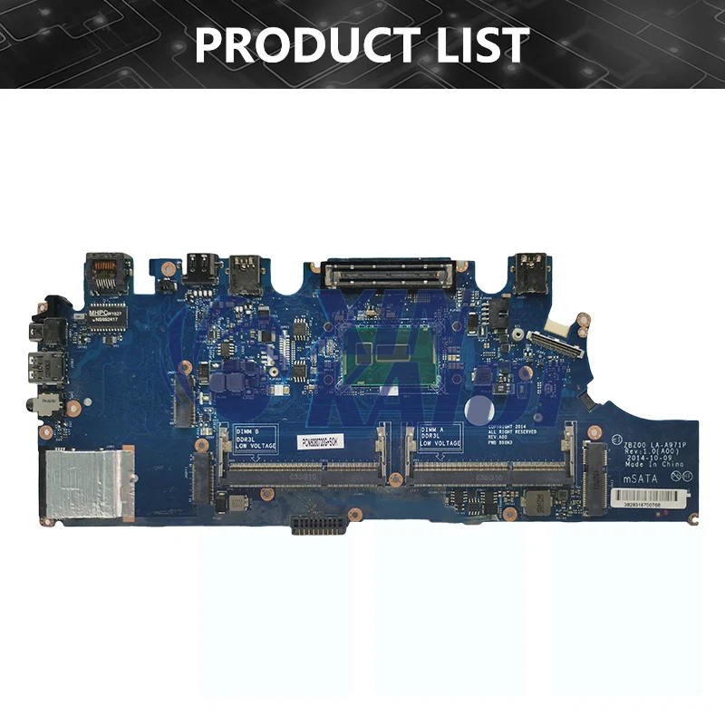 Notebook Moederbord Voor DELL Latitude E7250 CN-02YX3C 02YX3C LA-A972P Laptop Moederbord I5-5200U DDR3 Systemboard