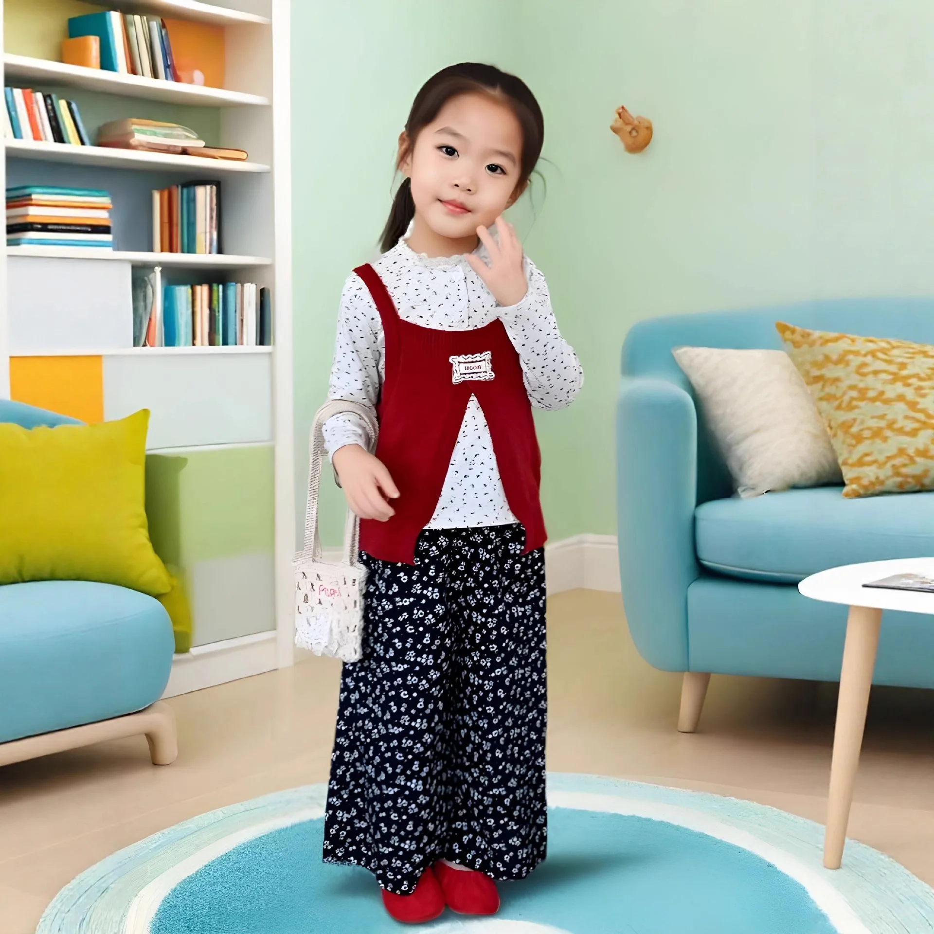 Three-piece Set Vest Knitwear Pants Beautiful Fashionable New Spring Autumn Grils Children Sweet Cute Soft Comfortable
