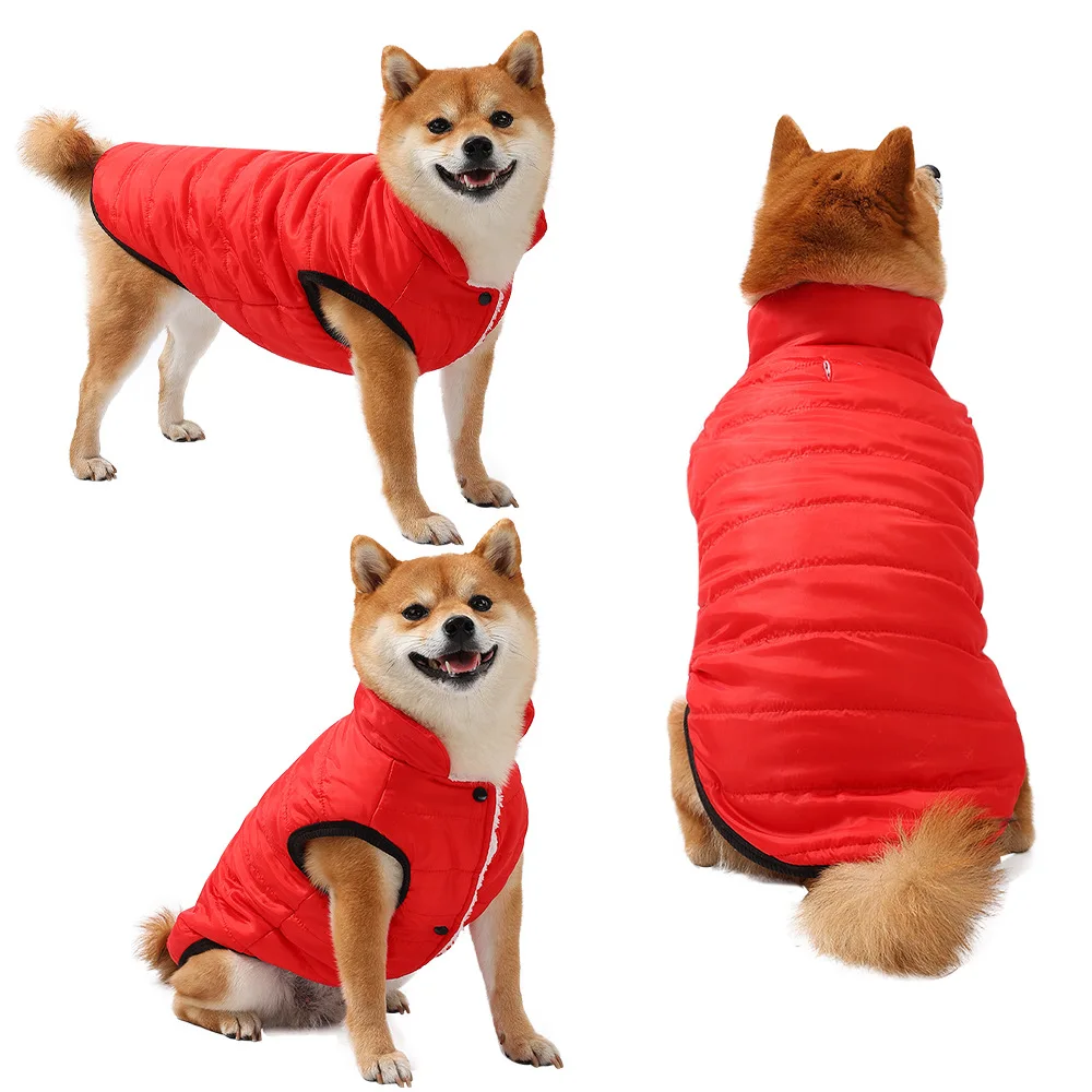 Warm Waterproof Fleece Lined Dog Winter Coat with Leash Hole - Padded Pet Vest Jacket for Small to Medium Sized Dogs