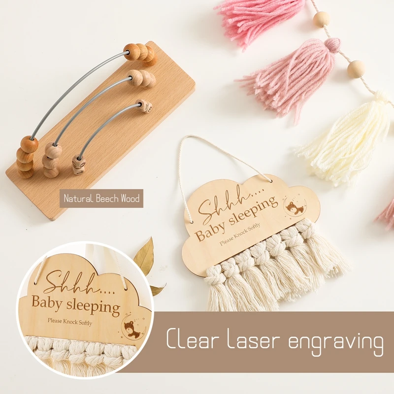 3PC/Set Baby Sleeping Fringe Board Wall Hanging Set Baby Photography Prop Banner Decoration Bunting 1-3 years Baby Party Supplie