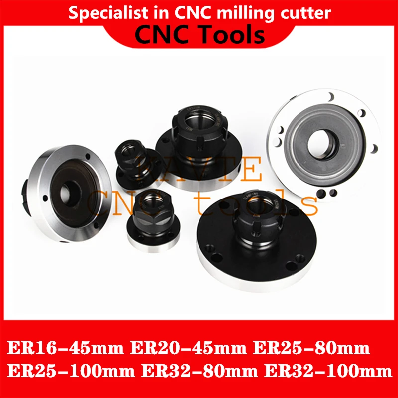 Cartridge ER16 ER20 ER50 ER25 ER32 ER40 125mm 80mm 100mm Mini Flange Four Axis Collet Fixture Chuck For CNC Milling Lathe Tools