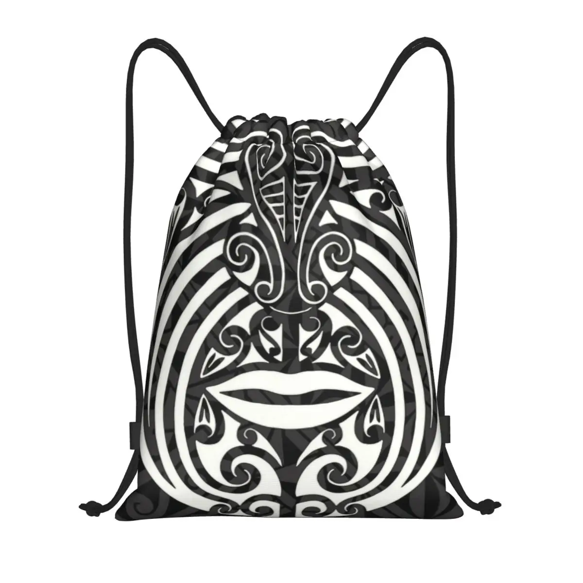Custom Maoris Face Ta Moko Drawstring Bag for Training Yoga Backpacks Men Women New Zealand Sports Gym Sackpack