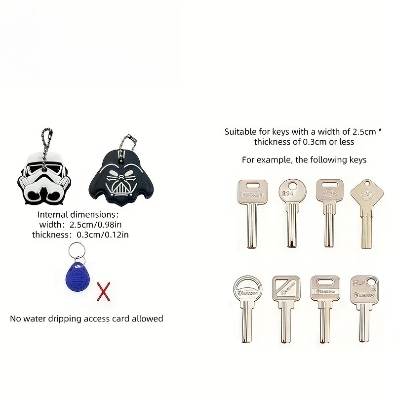 Portachiavi durevole in PVC per cartoni animati, design Stormtrooper in bianco e nero, regalo perfetto per Halloween, Natale, accessori di Halloween