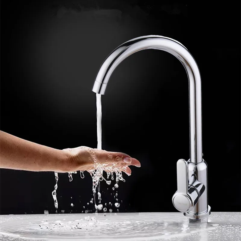 Stainless Steel Two-color kitchen Faucet 360 Degree Rotating New and Cold Faucet Single Hole Faucet