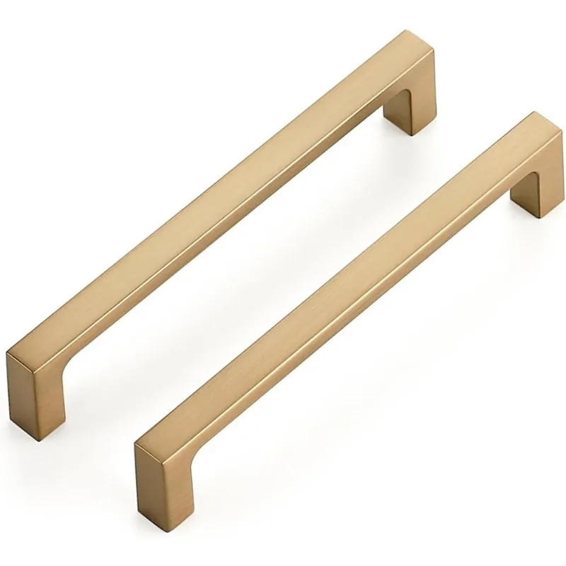 

Champagne Bronze Cabinet Handles 5 Inch Square Pulls Kitchen Drawer Hardware 10 Pack