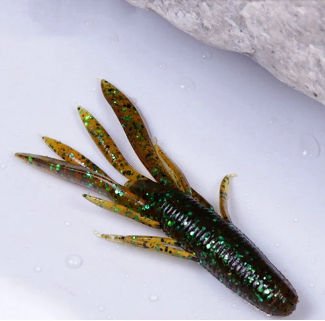 Angelköder, weicher Wurmköder, 8 cm/7,7 g, Garnelenform, 105 mm, 11,7 g, Kunstköder, Craw mit Geruch, 5–6 Stück Beutel – Detail 4