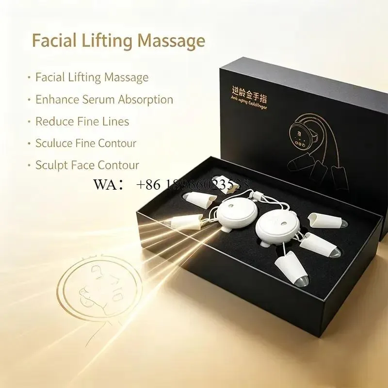 WMWMNU Portable Golden Finger Microcurrent Facial Massager with Digital Display 9 Gears Stimulator for Boosting Collagen and