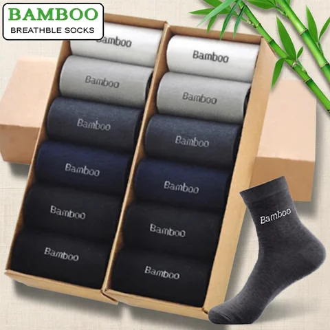 10Pairs/Lot Men Bamboo Socks Brand Comfortable Breathable Casual Business Men's Crew Socks High Quality Guarantee Sox Male Gift