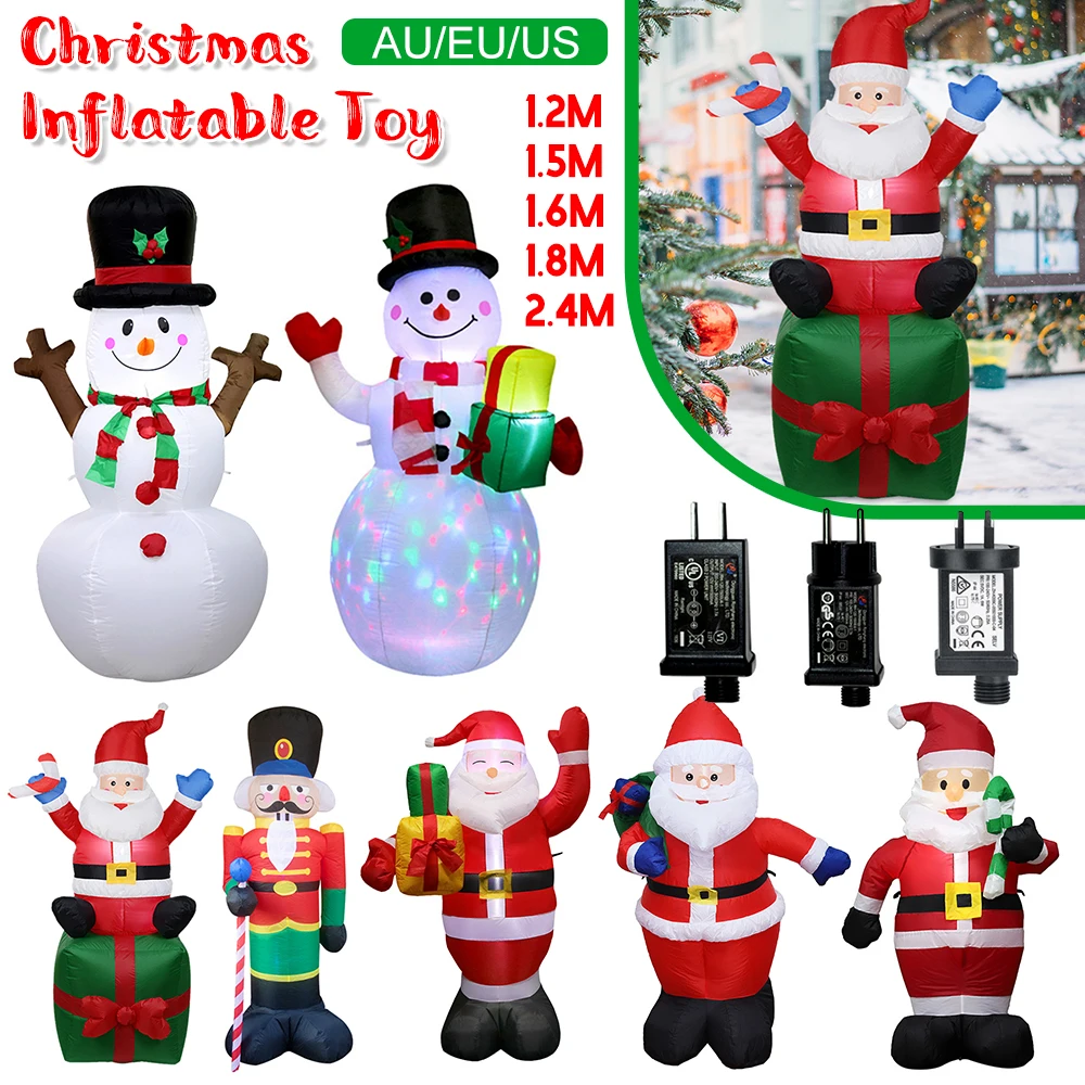 Christmas Inflatable Glowing Snowman Santa Claus LED Lights Xmas Party Indoor Outdoor Inflatable Toy Garden Christmas Decoration