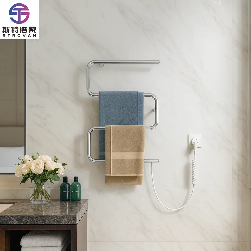 

High Quality Industrial Aesthetician Stainless Steel Waterproof Wall Mounted Electric Towel Warmer Rack Gold Bathroom Modern