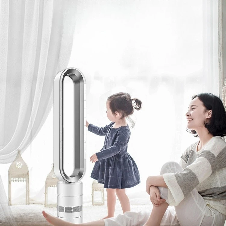 2 in 1 Bladeless Fan Cool & Heat Low Noise Oscillating Floor Standing Fan Heater for Bedroom Home