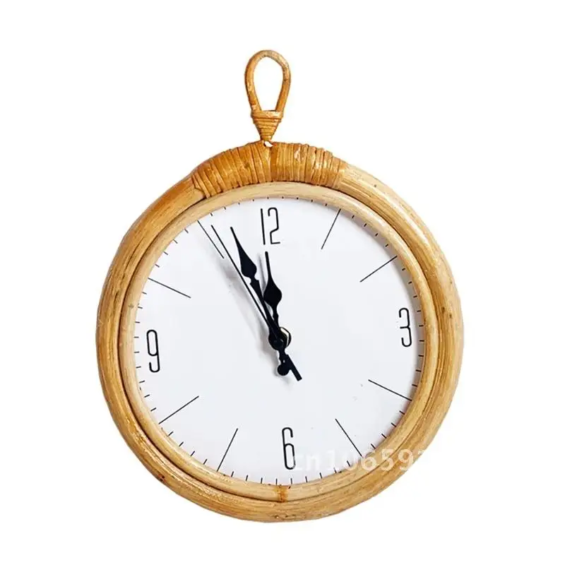 Watch Handwoven Frame Wall Clock DIY Simple Design Wall Rattan Hanging Dormitory Room Living Home Decoration Bedroom for