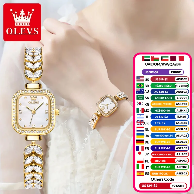 OLEVS Original Women’s Bracelet Watch Ladies Analog Quartz Elegant Diamond Wristwatch 3Bar Waterproof Luxur Brand 9987