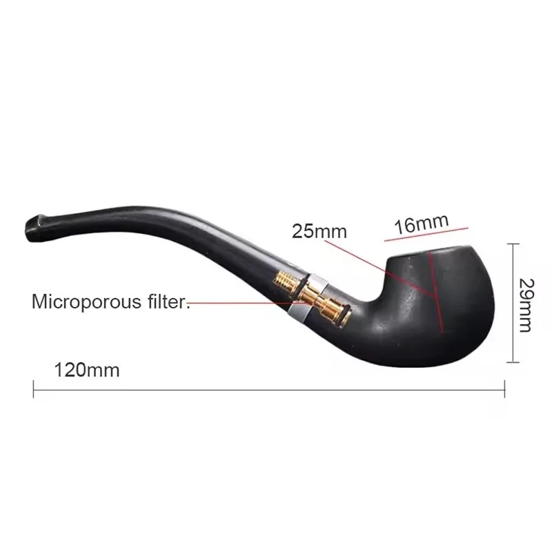 High Quality Classic Ebony Wood Solid Wood Tobacco Pipe Smoking Pipe Bent Handle Fit For Gift For Father,Cigarette Accessories