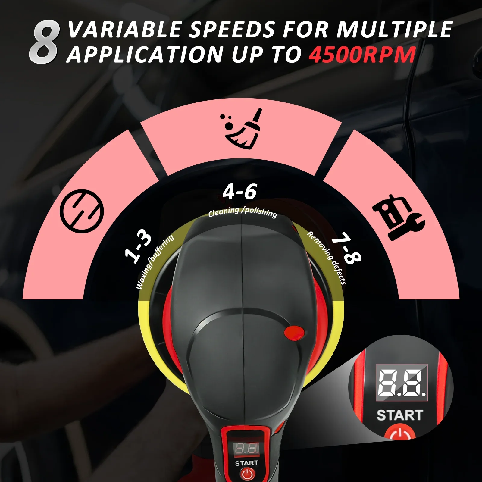 لميلووكي 18 فولت بطارية دبوس اللاسلكي سيارة الملمع 8 سرعة متغيرة السيارات الكهربائية بالتفصيل الصبح الرملي أداة تلميع