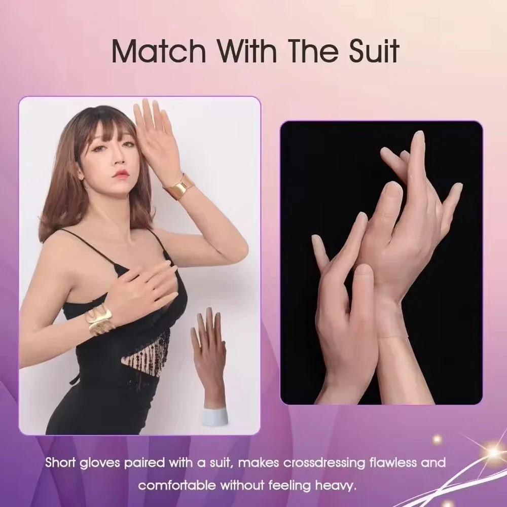 Crossdresser Silicone Female Gloves High Simulation Fake Hands for Cover Scars Transgender Cosplay Realistic Artificial Skin