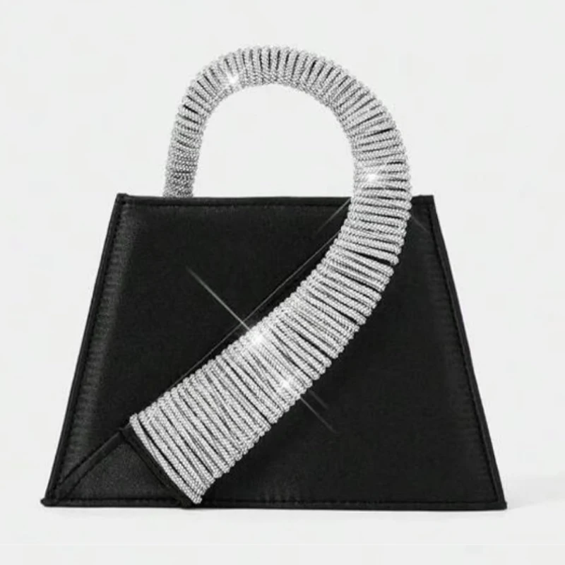 

Роскошная атласная квадратная сумка, клатч для свадебной вечеринки, кошелек с блестящими бриллиантами и ручкой, вечерняя сумка, сумка через плечо, женская модная сумка