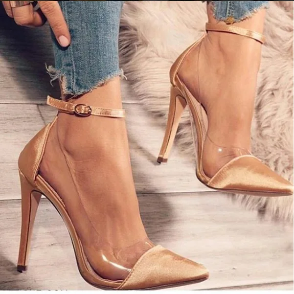 Branded Pumps High Heels Pointed Toe 2024 Women\'s Shoes With Straps Sexy Sandals Footwear Clogs On A Wedge Fashion Spikes Latest