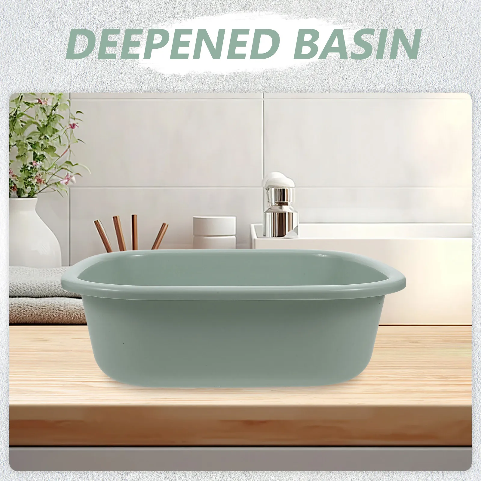 Portable Thickened Face Wash Basin Plastic Rectangular Multi-Use for Hair Wash Foot Bath Laundry Bathroom Washbasin Small