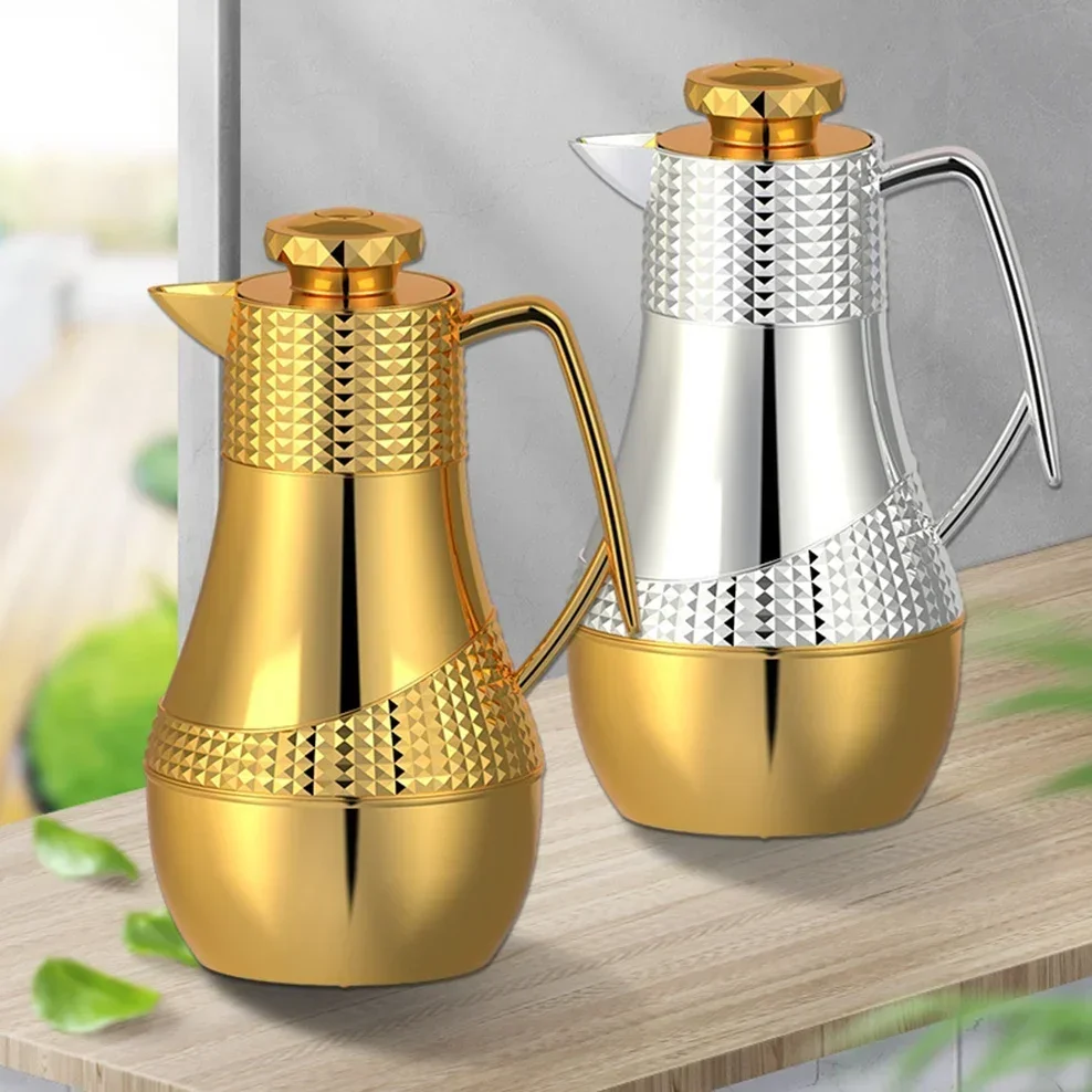 NEW Arabic-Style Vacuum Flask Light Luxury Home Restaurant Thermos Pot Glass Liner Thermos Flask Thermal Insulation Kettle 800ml