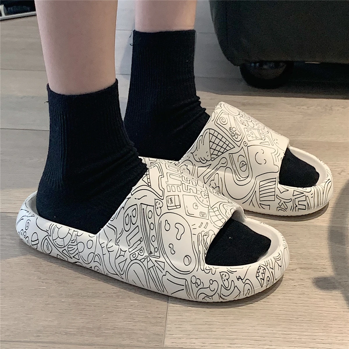 

Street Sle fiti Slippers ex Summer EVA Anti-Odor Soft Bot Couples Outdoor Streetwear Men Women Slippers