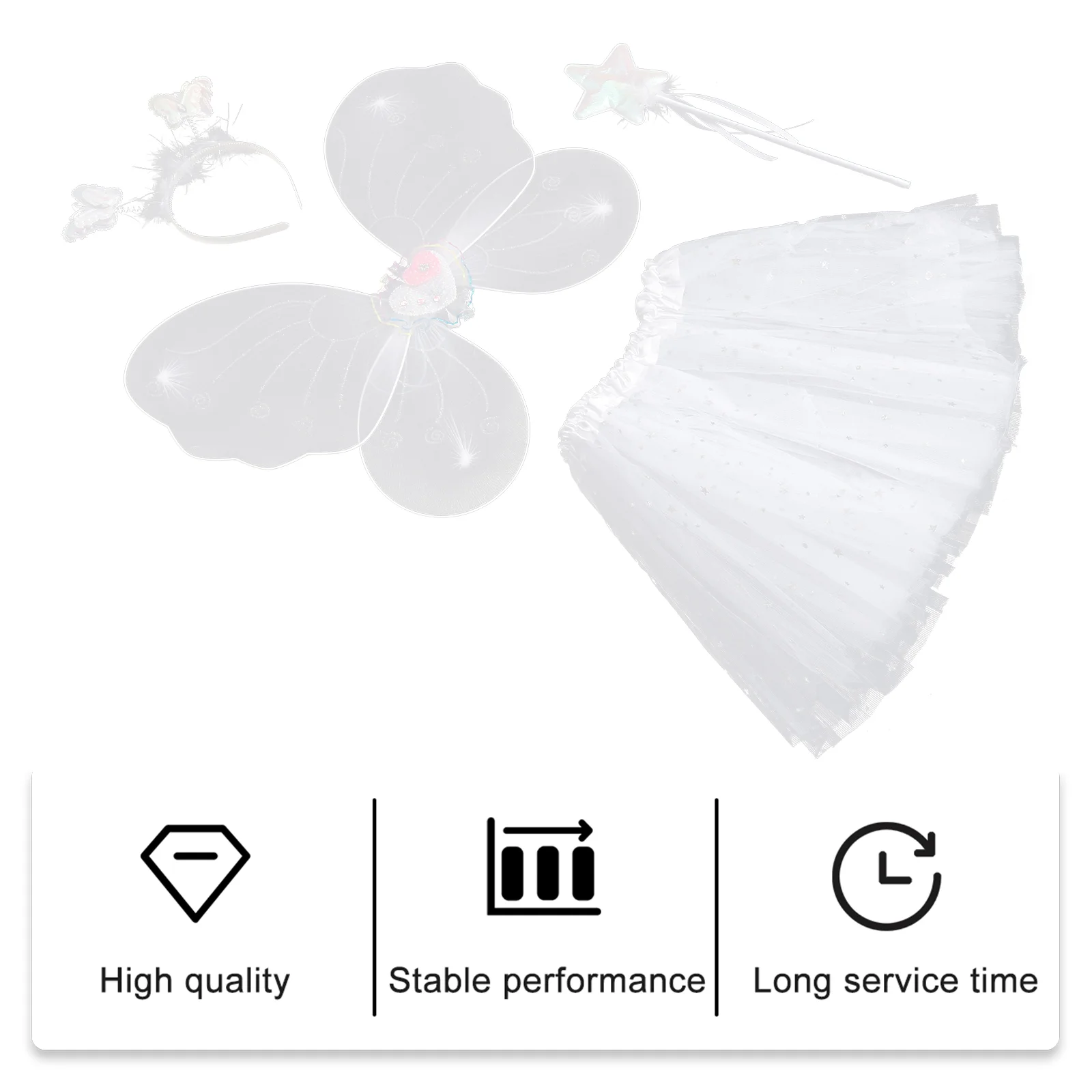 Butterfly Wings Four Piece Set Girl's Fairy Dress Gauze Short Girls Outfits Performing Halloween Costumes Kit Hair Performance