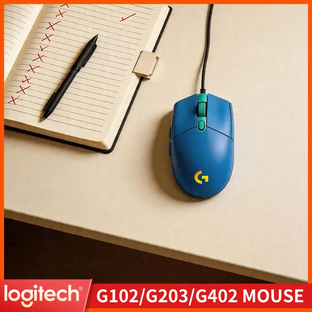 Logitech G102 Gaming Mouse, HERO Sensor Technology, 8000 DPI, Custom RGB, Ergonomic Grip for Long Gaming Hours