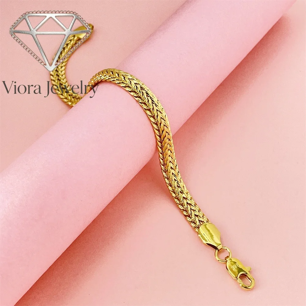 Viora Jewelry Men's & Women's 24K Gold AU999 6mm Dragon Bone Fishbone Bracelet - Pure gold, eye-catching 6mm design, perfect cou
