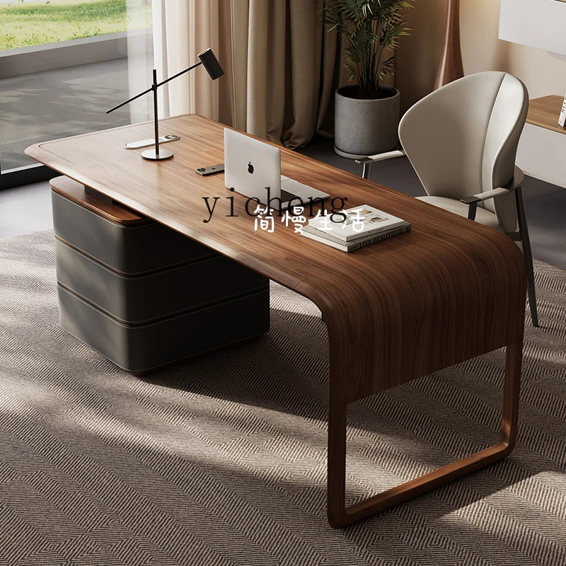 

LX desk study home walnut saddle leather office