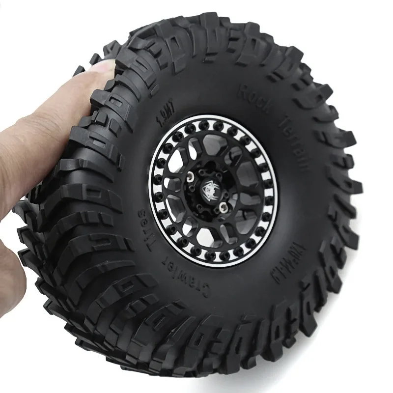 

1.9 Beadlock Wheels and Tires Set for 1/10 Scale Rock Crawler Car Axial SCX10 SCX10 II III 90047 D90 TF2 CC01 TRX4 TRX 4pc