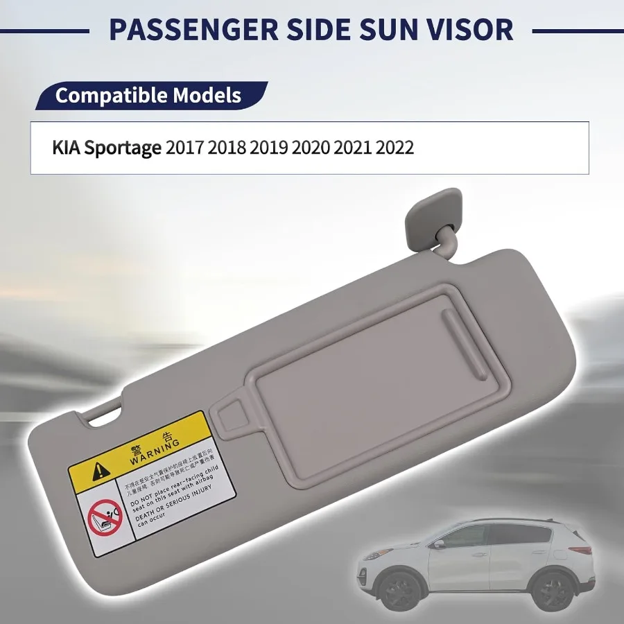 حاجب من الشمس من جانب الركاب بدون فتحة سقف لكيا سبورتاج 20172022 غطاء بديل أمامي يمين مع مرآة مكياج معززة بالأشعة فوق البنفسجية