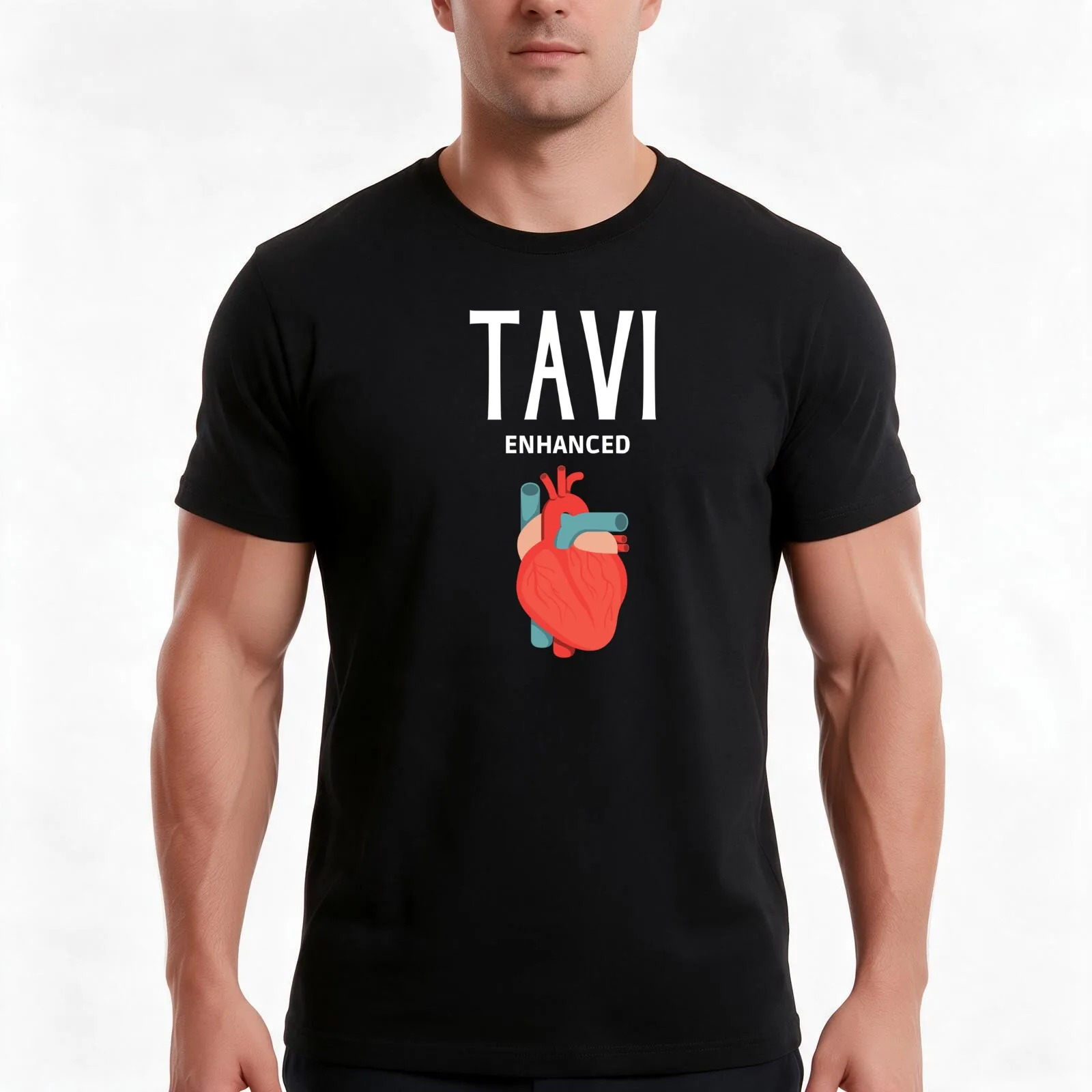 TAVI Enhanced - Transcatheter aortic valve implantation (White Text) T-Shirt Summer Casual Cotton Tee Vintage Graphic Print