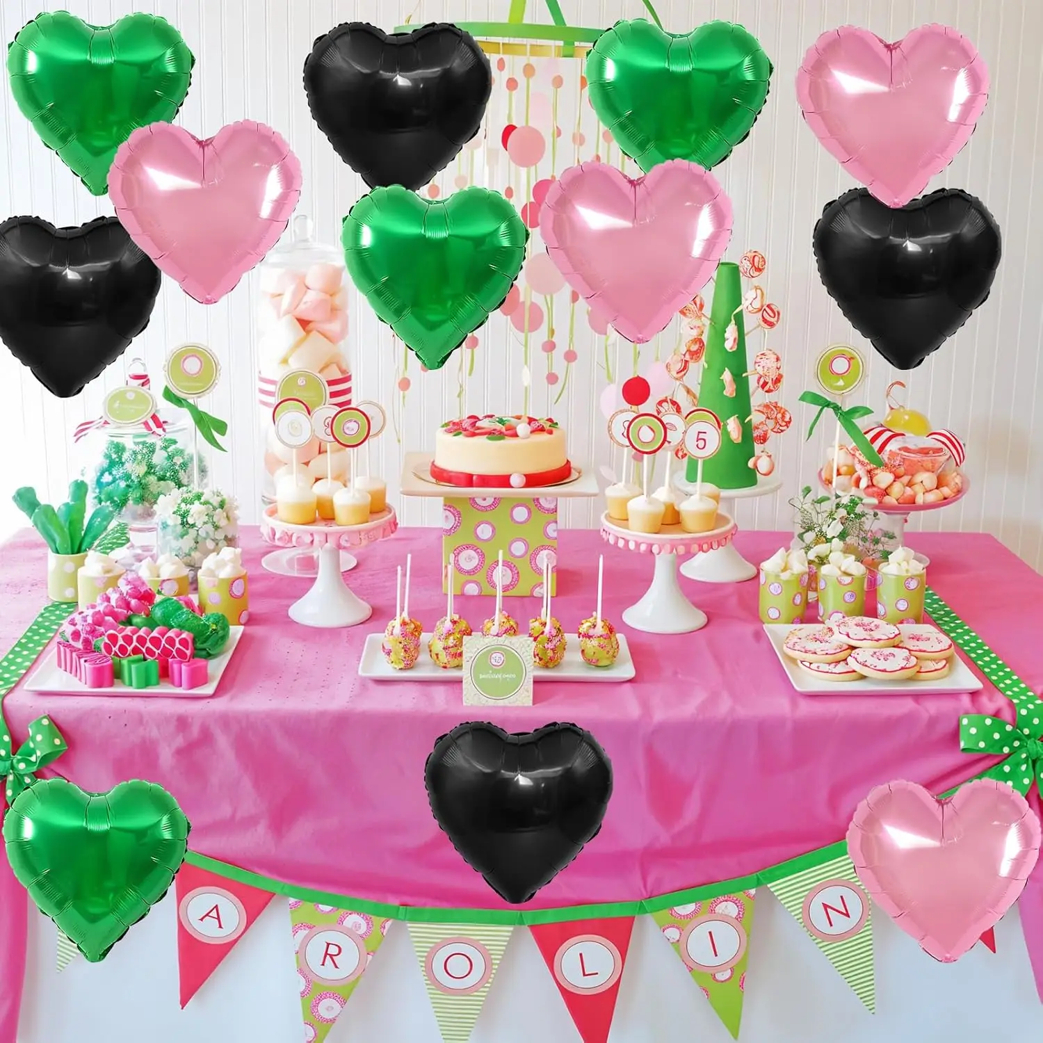 12 Stück 45,7 cm rosa grüne herzförmige Folien-Heliumballons für Babyparty, Hexe, Motto, Geburtstag, Jahrestag, Party-Dekorationen – Detail 6