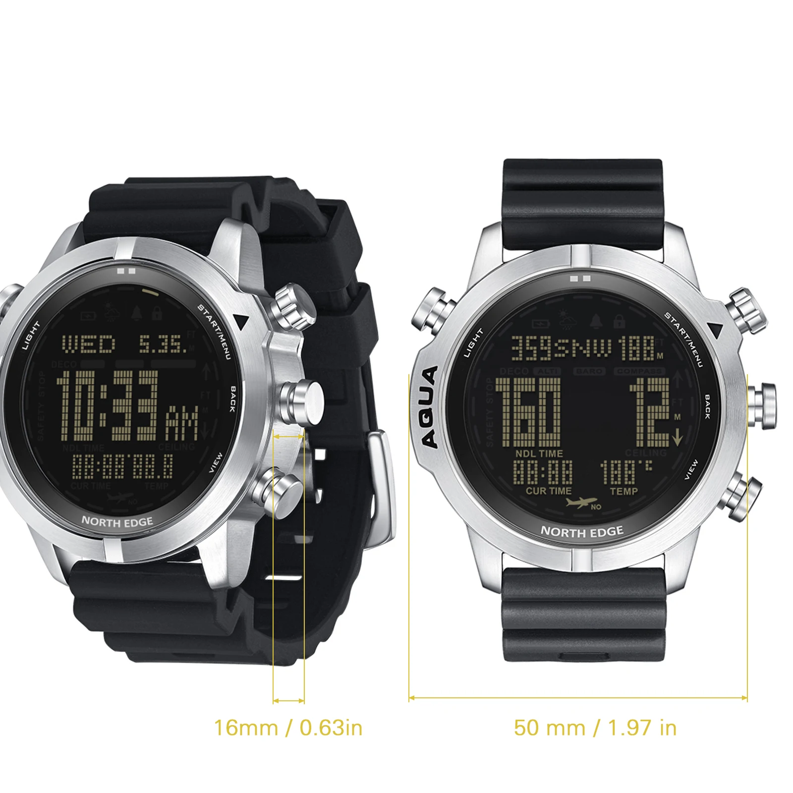 Men's Wrist Watches Digital Dive Watch for Men Dive Computer Watch Scuba Diving Watches with Compass Altimeter Barometer