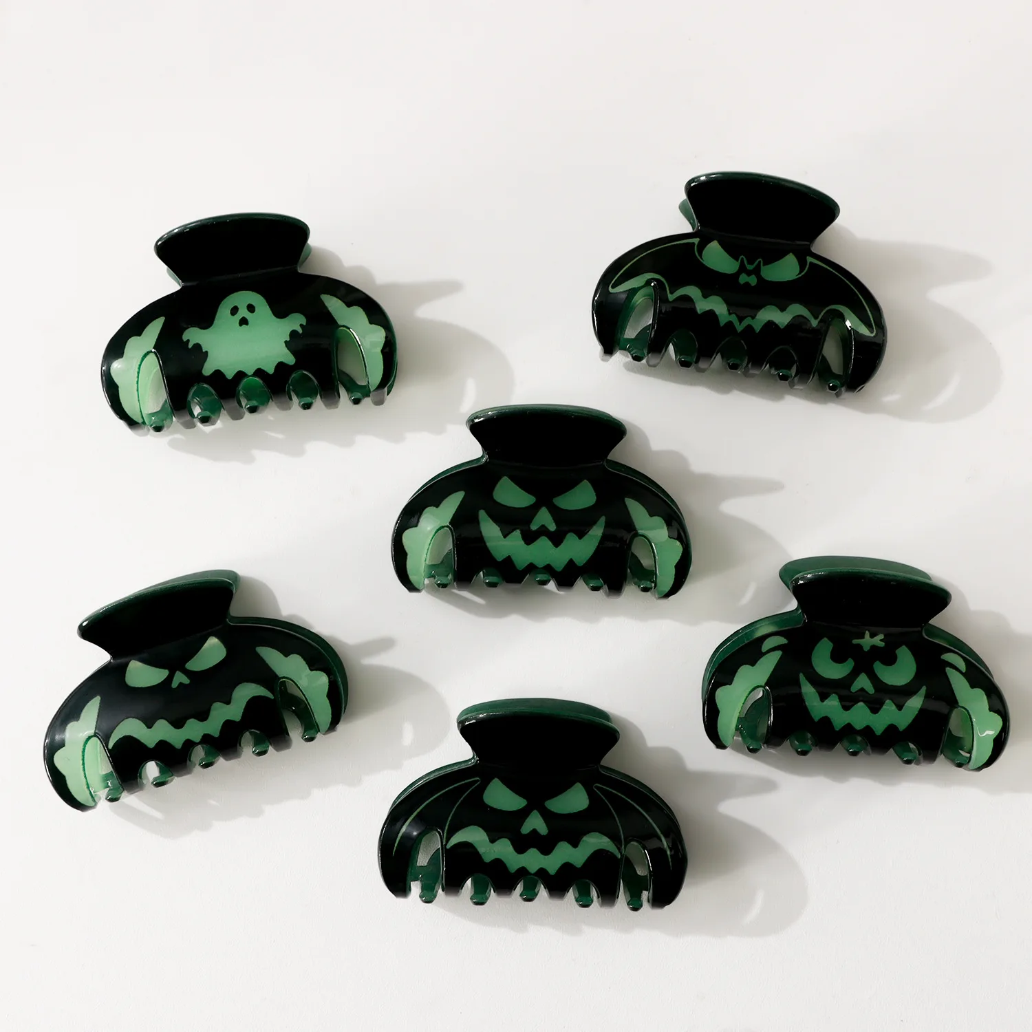 PVC Halloween Hair Claw Clips Pumpkin Ghost Spooky Dark Green Holiday Hair Accessories for Women