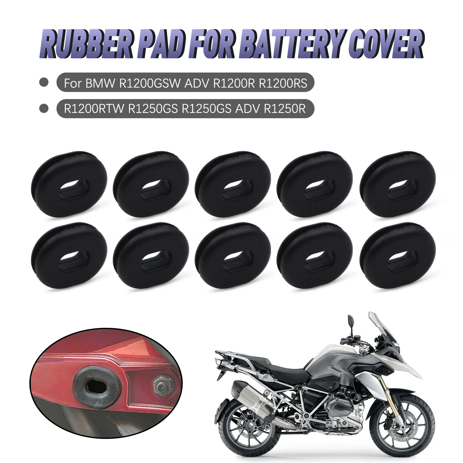 

Rubber Battery Tray Side Cover Grommet For BMW R1200GSW R1200R R1200RS R1200RTW R1250GS ADV R1250R R1250RT R1250RS 61138532186