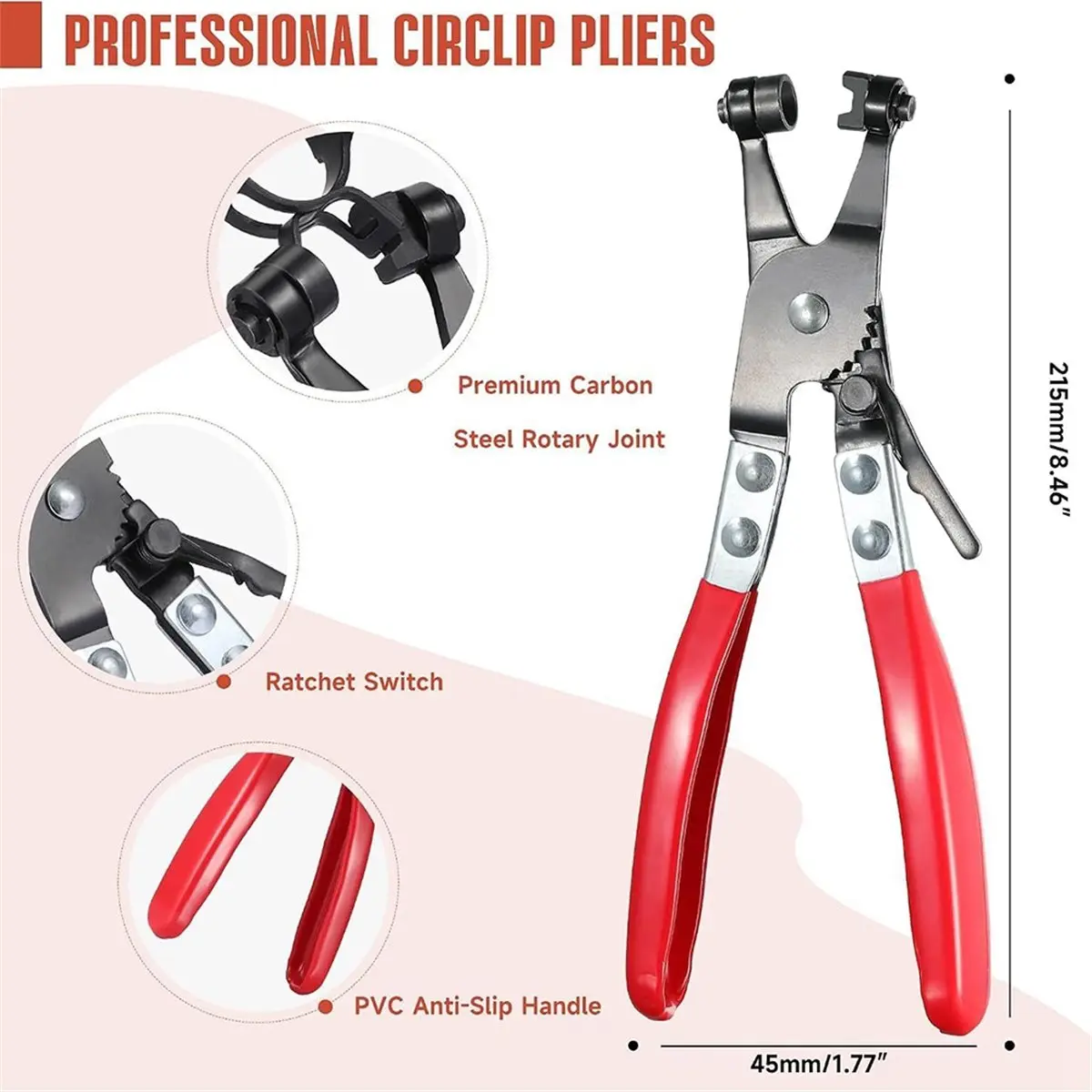 130Pieces Spring Band Clamps Set 6-25mm, 16 Sizes Hose Spring Clamps with Pliers for Lines, Vacuum and Low Pressure Air