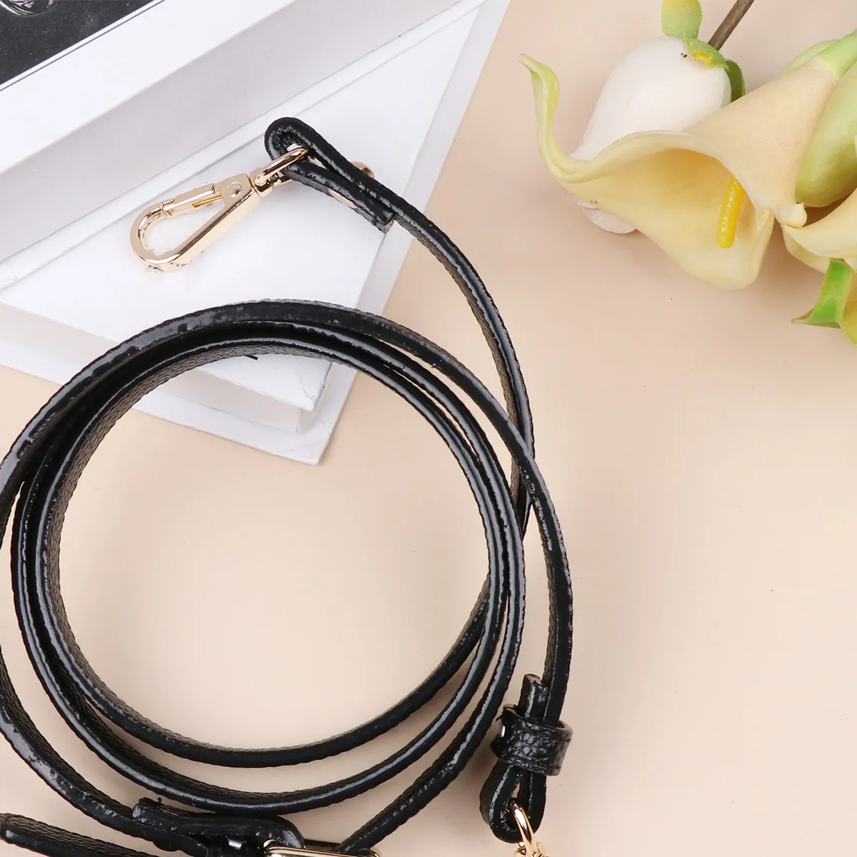 

Comfortable Adjustable PU Shoulder Bag Strap Replacement Accessory Black Golden Buckle Exquisite Durable Crossbody Gift