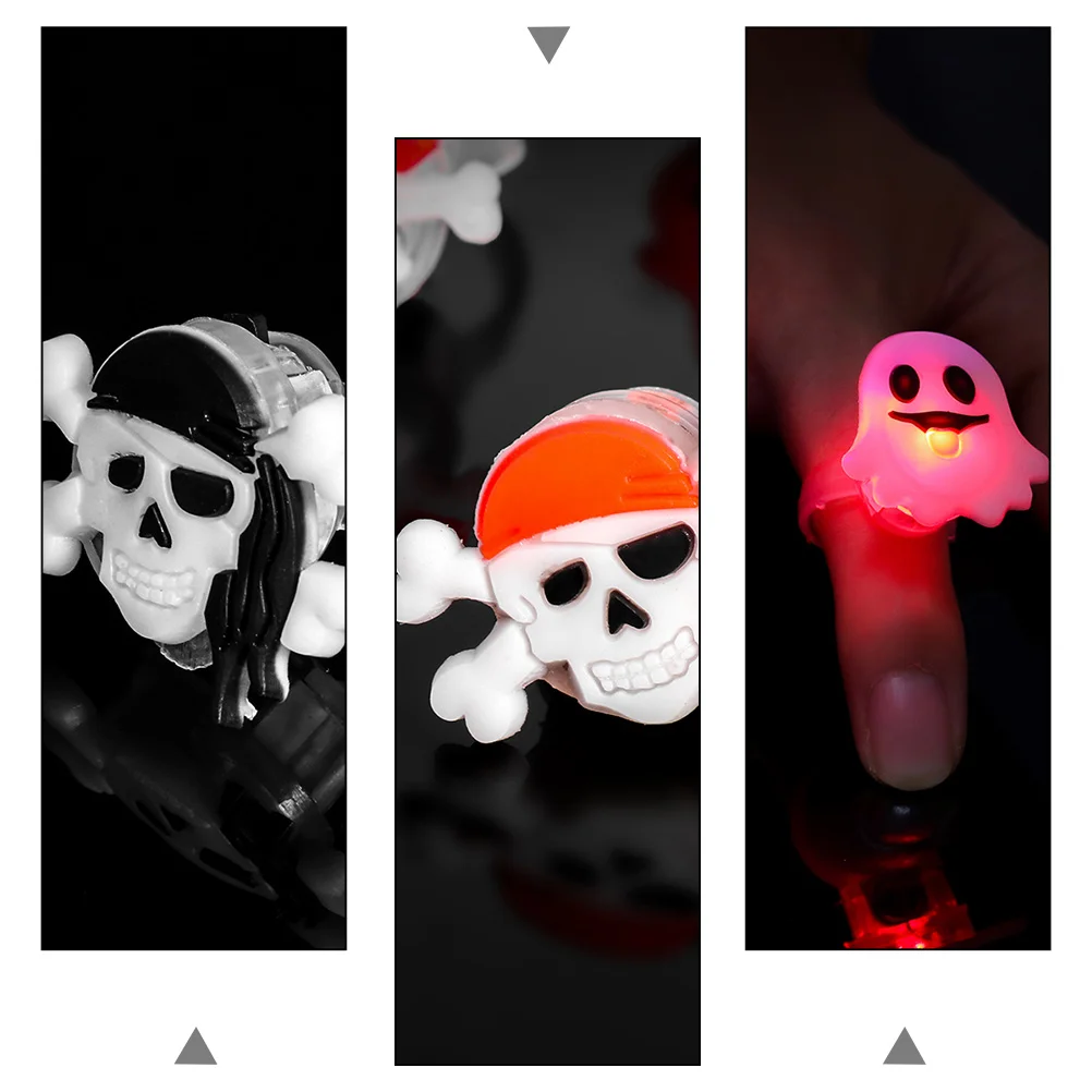 

20 Pcs Glowing Ring Assorted Styles Rings Halloween Shine Pumpkin Shaped Bat Plastic Mixed