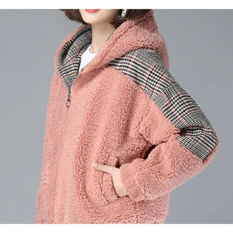 سترة نسائية للخريف والشتاء تقليد خروف قطيفة جديدة سميكة ومخملية سترة دافئة للنساء #3