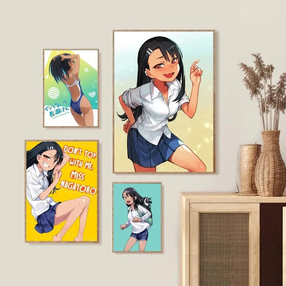 1pc Don't Toy With Me, Miss Nagatoro Anime Poster Stickers Art Wall Murals Decor Game Room Decor Gifts Kawaii HD Painting Cat