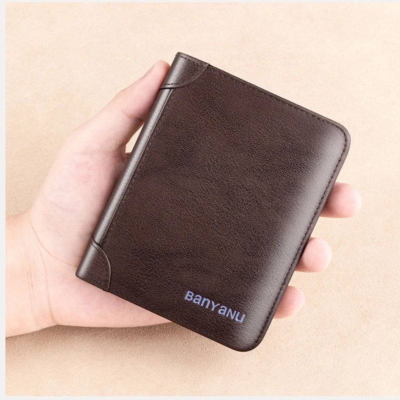 Luxury Wallet Men\'s cowhide Leather Short money clip Leather Vertical New Driver\'s License card holder Money clip