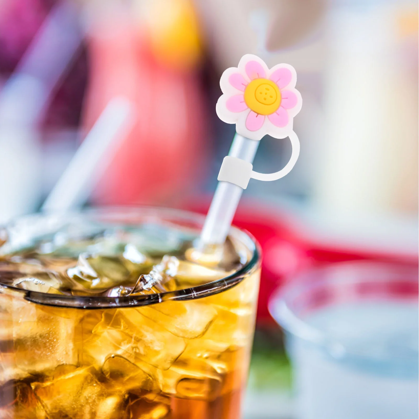 8 قطعة لطيف سيليكون القش يغطي محكم سبلاش برهان للخارجية حفلة نزهة قابلة لإعادة الاستخدام شرب القش نصائح ديكور #3