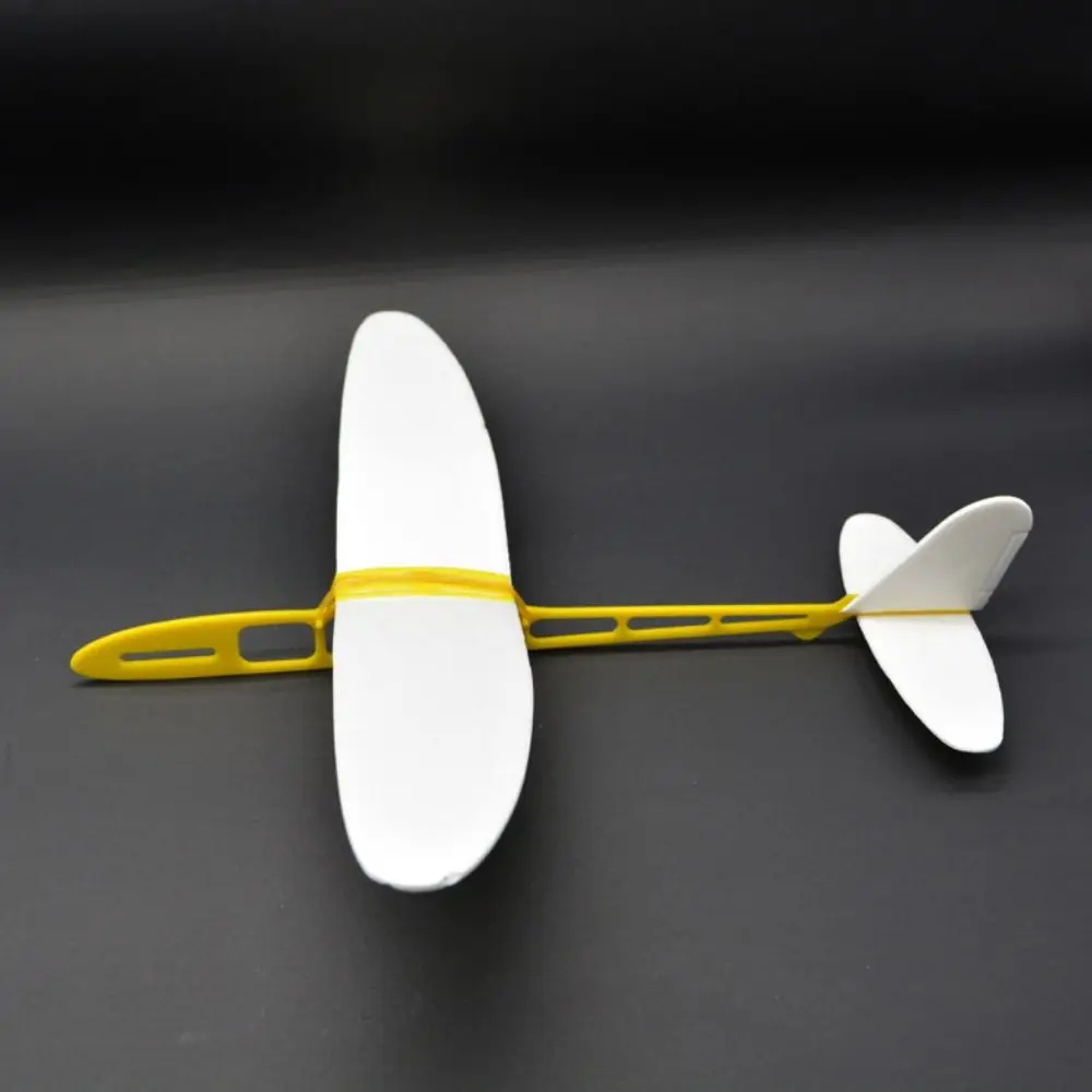 DIY Hand Throw Flying Glider Planes Random Color Assembly Model Elastic Rubber Band Powered Adjustable Center